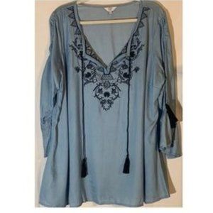 Crown & ivy denim cotton shirt plus size
